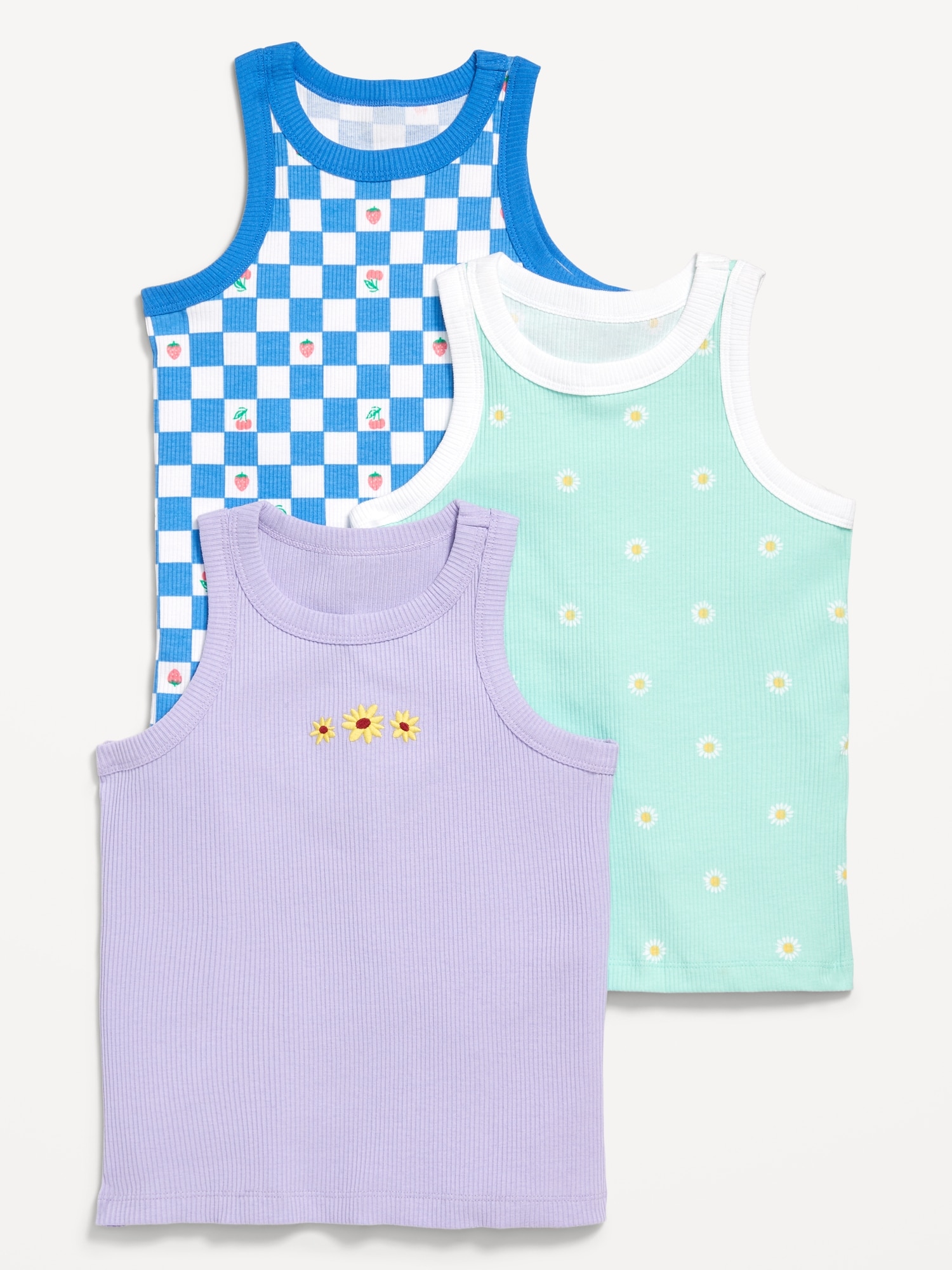 Printed Fitted Tank Top 3-Pack for Girls