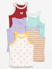 Image number 1 showing, Printed Fitted Tank Top 5-Pack for Girls