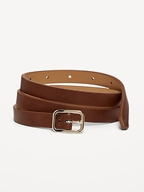 Image number 1 showing, Slim Faux Textured-Leather Belt for Women (0.75-inch)
