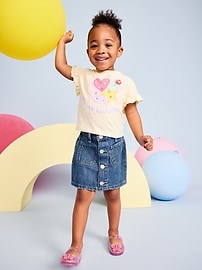 Image number 1 showing, High-Waisted Button-Front Jean Skirt for Toddler Girls