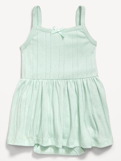 Sleeveless Pointelle Bodysuit Dress for Baby - Mint Mist