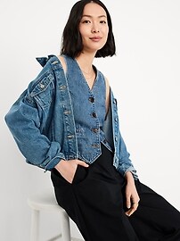 Button-Front Denim Vest
