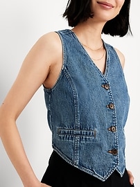 Button-Front Denim Vest