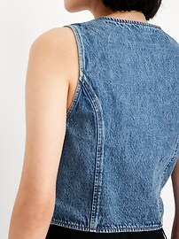 Button-Front Denim Vest