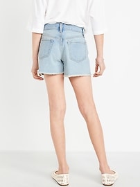 Image number 2 showing, High-Waisted Embroidered Frayed-Hem Jean Shorts for Girls