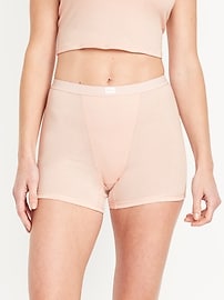 Image number 1 showing, High-Waisted Ribbed Boyshort Briefs -- 3-inch inseam