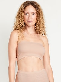 Image number 1 showing, Seamless Ribbed Longline Bandeau Bra