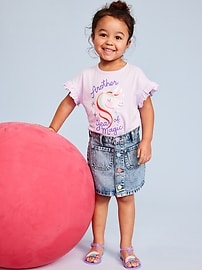 Image number 1 showing, High-Waisted Button-Front Jean Skirt for Toddler Girls