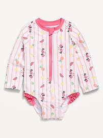 Image number 1 showing, Disney© Minnie Mouse Zip-Front Rashguard One-Piece Swimsuit for Baby