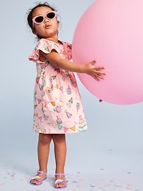 Image number 1 showing, Birthday Flutter-Sleeve Fit and Flare Dress for Toddler Girls