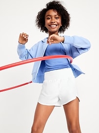 Image number 1 showing, High-Waisted Dolphin-Hem Run Shorts for Girls