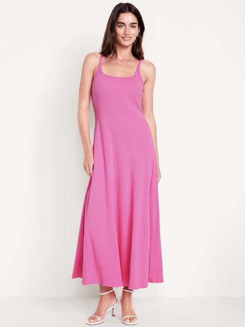 Sleeveless Ribbed Maxi Dress - Vivid Begonia