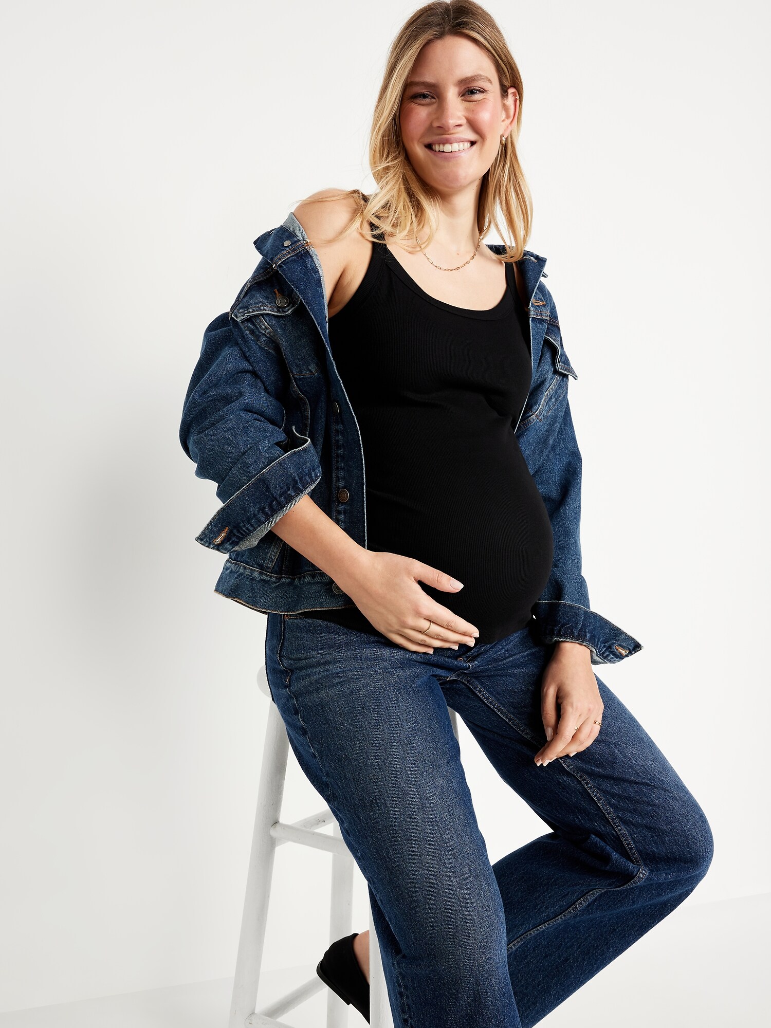 Женский топ Old Navy Maternity Ribbed Cami Tank Top, цвет: Чёрный — фото 3