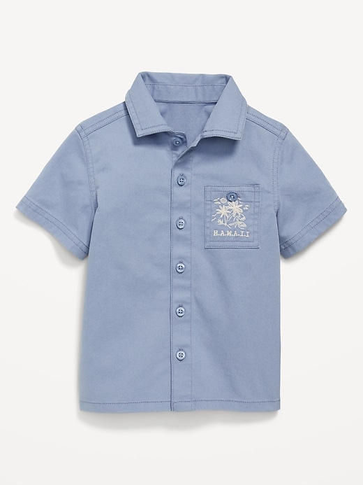 Image number 1 showing, Short-Sleeve Embroidered Pocket Shirt for Toddler Boys