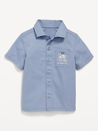 Image number 1 showing, Short-Sleeve Embroidered Pocket Shirt for Toddler Boys