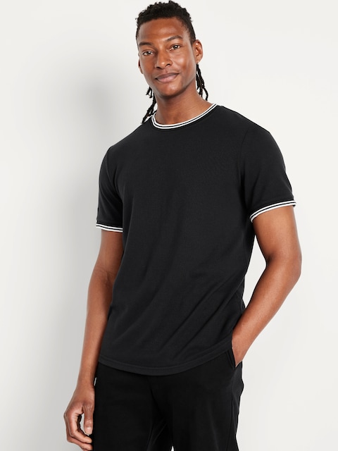 Textured Pique T-Shirt - Black