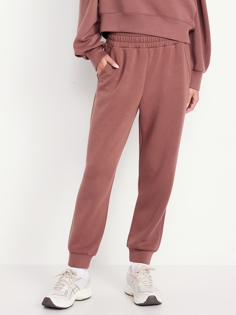 High-Waisted Bounce Fleece Jogger Sweatpants - Warm Taupe