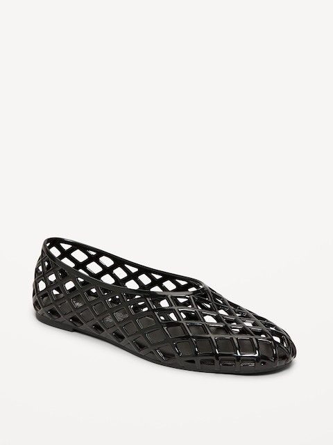 Jelly Lattice Ballet Flats - Black Jack