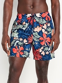 Image number 1 showing, Printed Swim Trunks -- 7-inch inseam