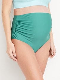 Image number 1 showing, Maternity High-Waisted Swim Bottoms