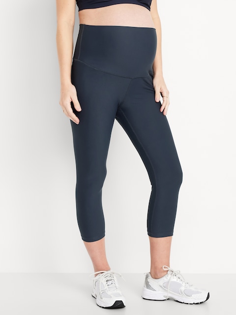 Maternity Full-Panel PowerSoft Crop Leggings - Dusk Navy
