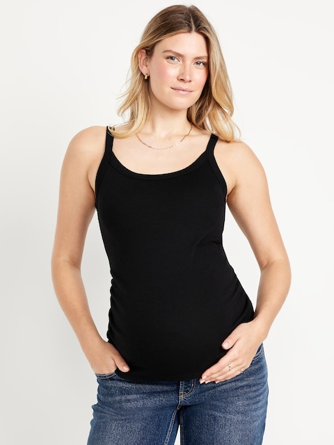 Maternity Ribbed Cami Tank Top - Black Jack