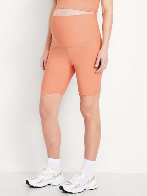 Maternity Full Panel PowerSoft Biker Shorts -- 8-inch inseam - Daybreak