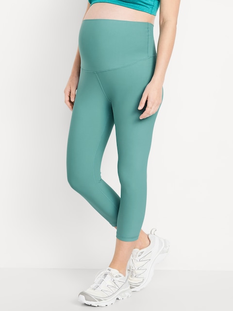 Maternity Full-Panel PowerSoft Crop Leggings - Luminous Blue