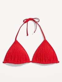 Textured Triangle String Bikini Swim Top