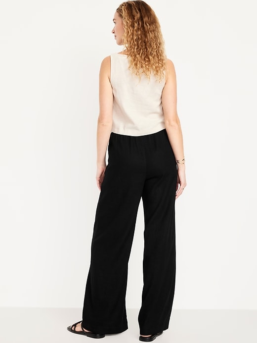 Image number 3 showing, High-Waisted Linen-Blend Super Wide-Leg Pants
