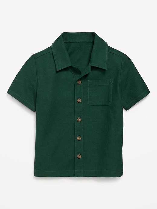 Image number 1 showing, Linen-Blend Pocket Shirt for Toddler Boys