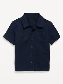Image number 1 showing, Linen-Blend Pocket Shirt for Toddler Boys