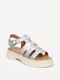 Image number 1 showing, Chunky Faux-Leather Fisherman Sandals for Girls