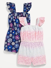 Image number 1 showing, Sleeveless Ruffle-Trim One-Piece Romper 2-Pack for Toddler Girls