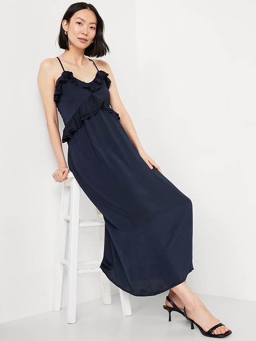 Image number 3 showing, Ruffled Satin Maxi Dress