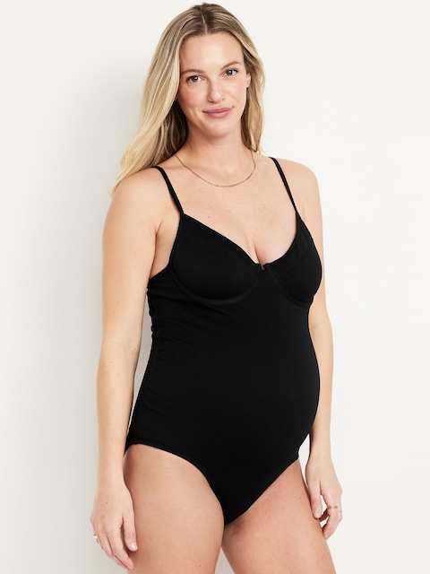 Maternity Textured One-Piece Balconette Swimsuit - Black Jack