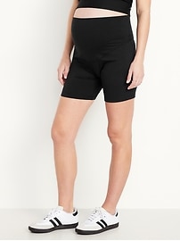 Image number 1 showing, Maternity Full-Panel CloudComfy Biker Shorts -- 6-inch inseam