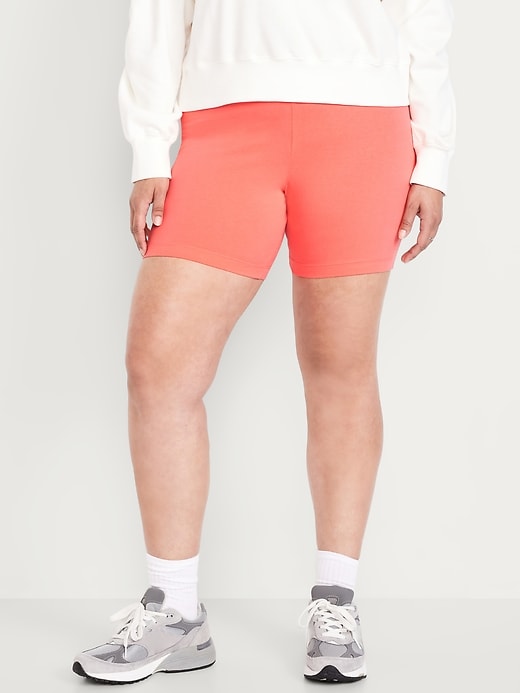 Image number 6 showing, High-Waisted Jersey Biker Shorts -- 6-inch inseam
