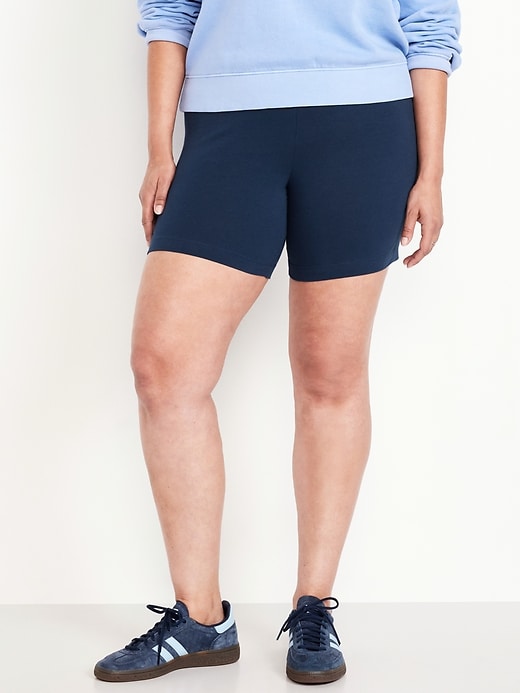 Image number 6 showing, High-Waisted Jersey Biker Shorts -- 6-inch inseam