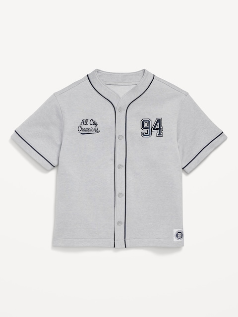 Oversized Fleece Baseball Shirt for Boys
