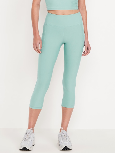 High-Waisted PowerSoft Crop Pocket Leggings - Luminous Blue