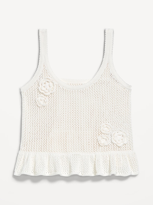 Image number 4 showing, Sleeveless Open-Stitch Peplum Sweater