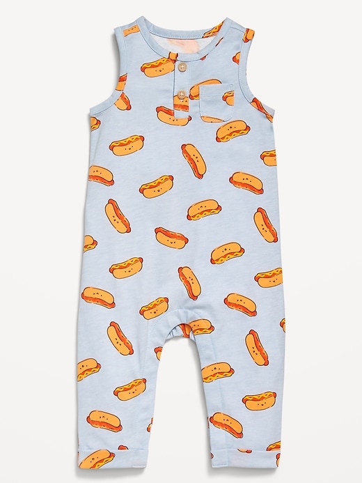 Image number 1 showing, Printed Sleeveless Henley One-Piece for Baby