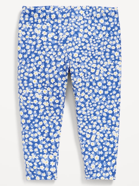 Printed Capri Leggings for Toddler Girls - Blue Ditsy Floral