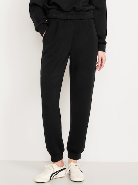 High-Waisted Bounce Fleece Jogger Sweatpants - Black Jack