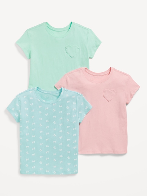 Softest Short-Sleeve T-Shirt 3-Pack for Girls - Bows