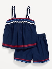 Image number 1 showing, Sleeveless Linen-Blend Top and Shorts Set for Toddler Girls