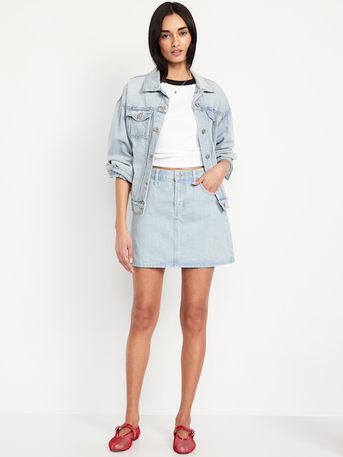 Mid-Rise Wow Jean Mini Skirt - Jade