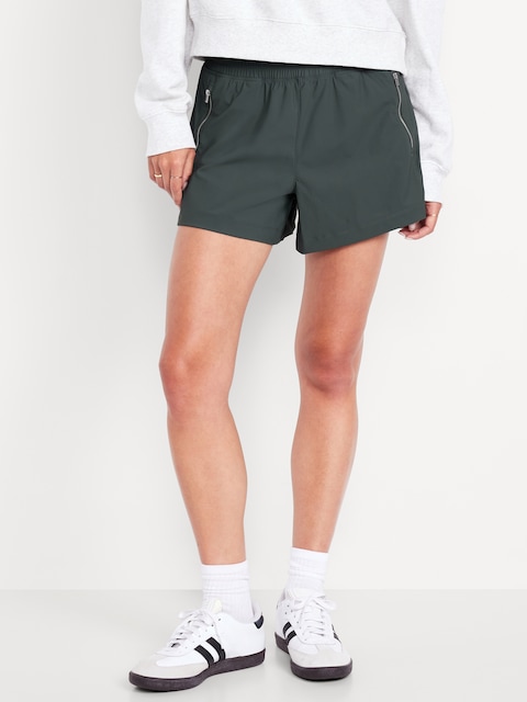 High-Waisted SleekTech Shorts -- 4-inch inseam - Dark Ivy