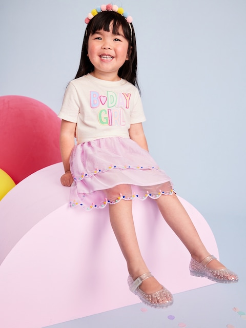 Birthday Graphic T-Shirt for Toddler Girls - Sea Salt
